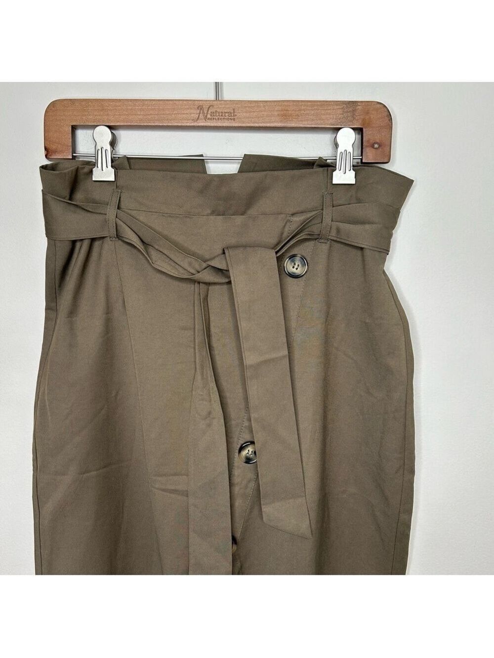 Dynamite Olive Green Button Front Midi Skirt Medium - Picture 4 of 13